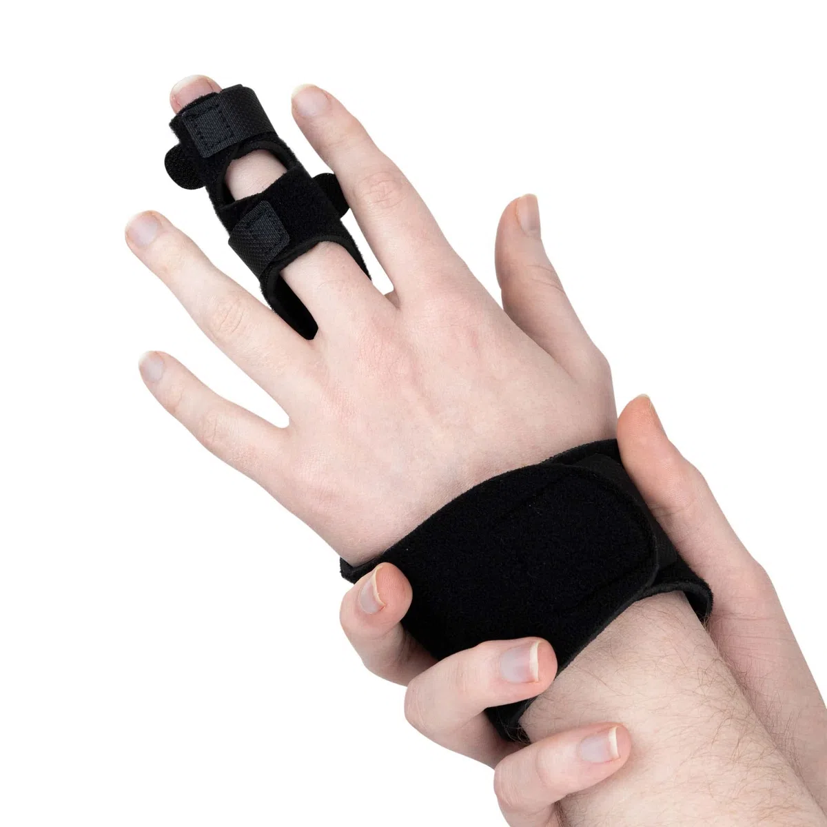 Actesso Attelle de Doigt Améliorée – Soulagement pour Majeur, Annulaire et Index – Idéal pour Doigt à Ressaut, Doigt en Maillet, Arthrite et Entorses (Taille Unique, Noir)
